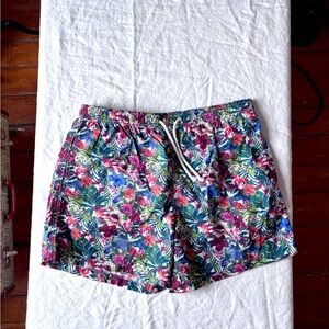 Zara Men’s Floral Mesh Lined Bathing Suit with Pockets Size 34